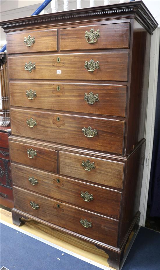 A George III mahogany chest on chest, W.112cm